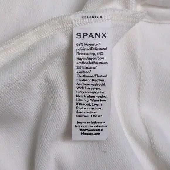 SPANX Perfect Length Dolman Sweatshirt White Exposed Seam Round Neck Tunic L - Picture 4 of 6